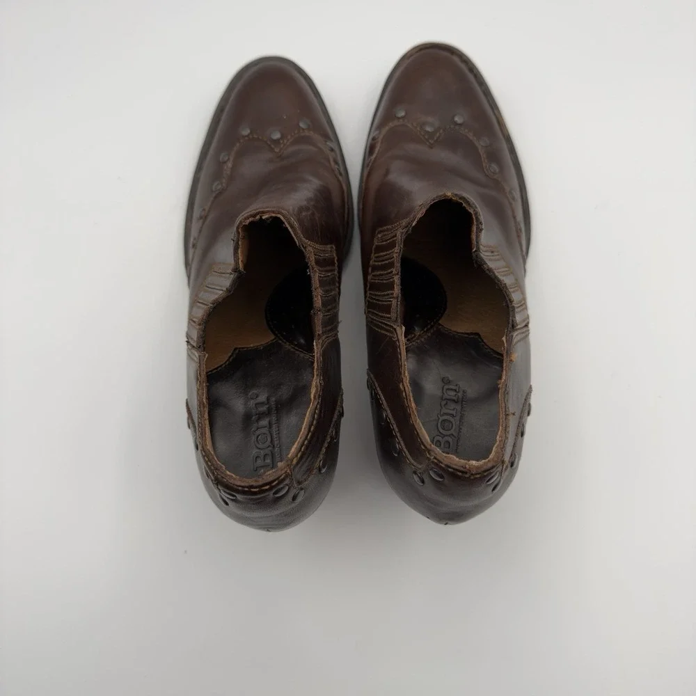 Womens‎ size 7 Born W61991 Brown Leather Western Casual Slip On Ankle Bootie